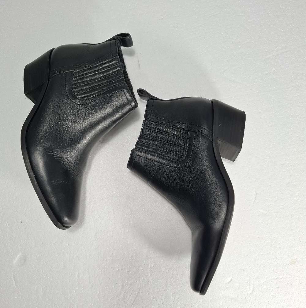 Lucky Brand Sleek Black Womens Ankle Booties Leather Upper Size 9.5